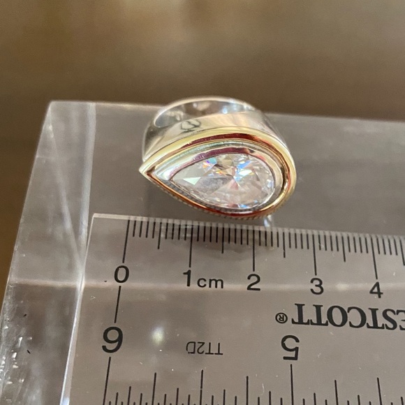 Charles Krypell Sterling Silver 14K Yellow Gold Pear Shape Ring - Picture 9 of 9